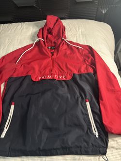 Primitive Red & Black Half-Zip Hooded Windbreaker Jacket – Men’s Size (M)
