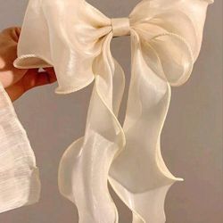 Mesh Ribbon Bow With Curly Tail hair clip