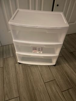 3 Drawer Wide Cart White - Brightroom™: Plastic Storage Drawers, Utility Cart with Casters, Portable