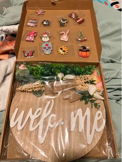 Interchangeable Wooden Welcome Door Sign | Seasonal Front Door Decor
