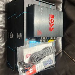 (x4) 6.5” Car Speakers Component With Amp 