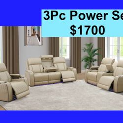 💥FREE DELIVERY💥Brand New POWER, LED, USB  3PC Reclining Sofa Loveseat Chair Set 