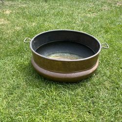 Antique Hand Hammered Copper Pot  Seam Brass Handles-22” x10.5”