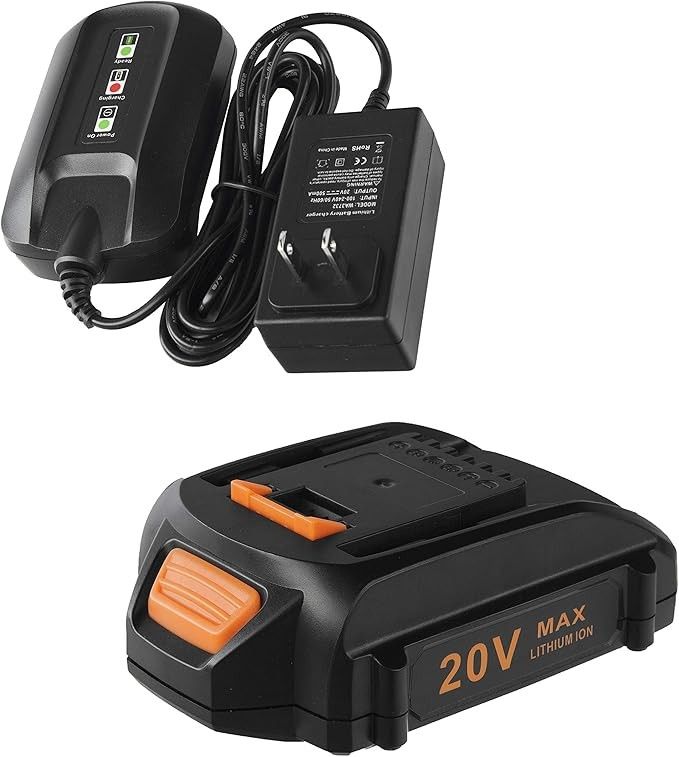 WA3525 Lithium Battery and Charger WA3742 Compatible with Worx 20-Volt Cordless Power Tools