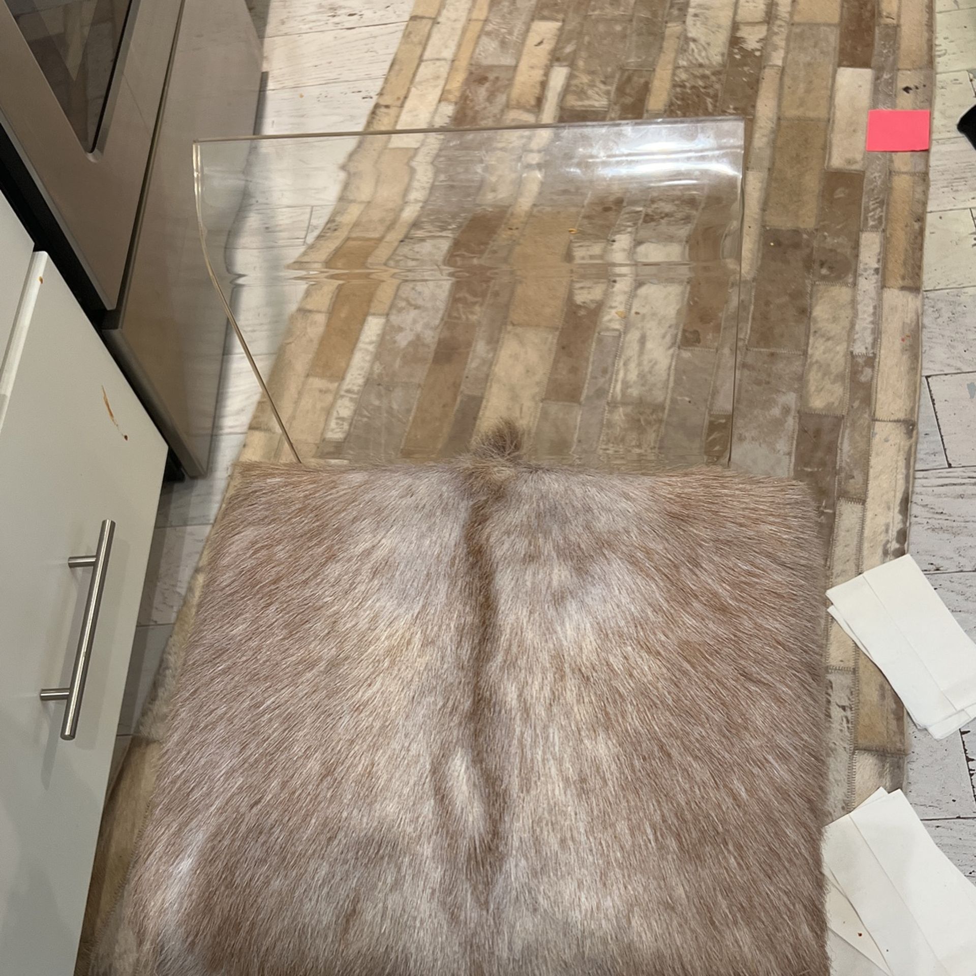 Lucite Base And Fur Cushion Swivel Chair