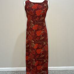 Women's Floral Maxi Dress - Burgundy Red Size 4