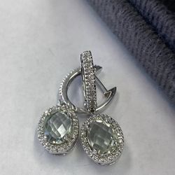 14k Gold Diamonds Peridot Earrings