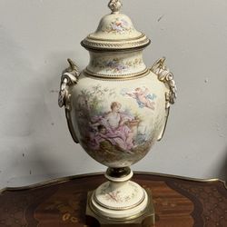 Sevres Gilt Bronze Mounted Gilt Porcelain Poitevin Covered Urn