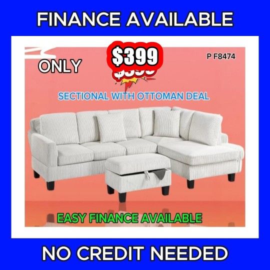 🔥SECTIONAL DEAL! 🇺🇸 ✨ ¡OFERTA EN SECTIONALES! 💲 Only $ 399 🪑 Includes ottoman 🚚 Delivery Available / Entrega Disponible 📦 #P F8474