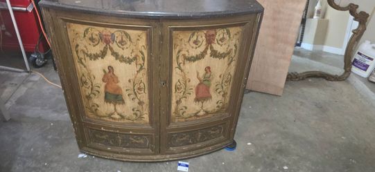 Vintage Hand-Painted 3-Piece Furniture Set – Matching Cabinets with Mirror