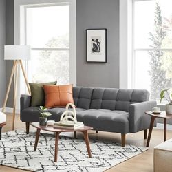 Tufted Dark Gray Couch 🛋️ New In Box 📦 Folds Down Into A Bed 🛏️ 