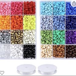 Greentime Pony Beads Jewelry Making Kit, 9mm Pony Beads Rainbow Opaque Beads Small Loose Spacer Beads for Friendship Bracelet Jewelry Necklace Making 