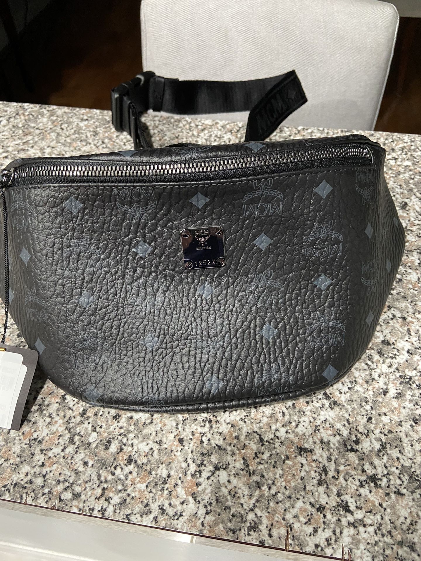 MCM Black Visetos Medium Fursten Belt Bag