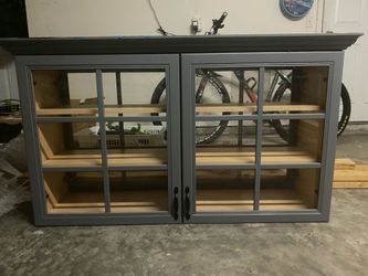Grey Door Display Cabinet