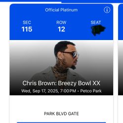 Chris Brown Concert Tickets (2) Sept 17