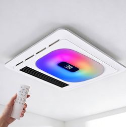 Bathroom Exhaust Fan with Bluetooth Speaker & Heater 1800W for Bathroom, 180 CFM, Quiet 1.0 Sone, 3CCT & Nightlight, 2 Heat Levels, 7 RGB Mode, Remote