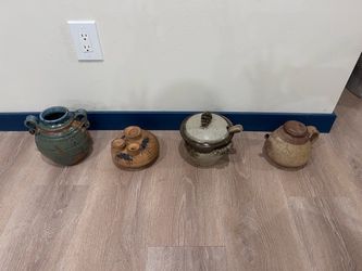 4-Piece Handmade Studio Pottery Collection – Vase, Teapot & Serving Pot