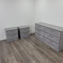 ✨GRAY DRESSER AND NIGHTSTANDS- COMODA GRIS Y MESAS DE NOCHE