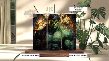 Hulk Stain Glass 20 Oz Stainless Steel Tumbler (READ DESCRIPTION)
