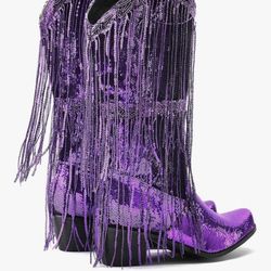 Purple Fringe Cowgirl Boots