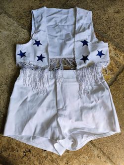 2 PC DALLAS COWBOYS CHEERLEADER COSTUME UNIFORMS SIZE XS-S