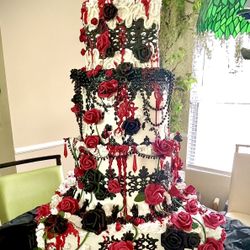 Wedding Cake(fake cake) Gothic, Halloween, Unique Event Decor, 