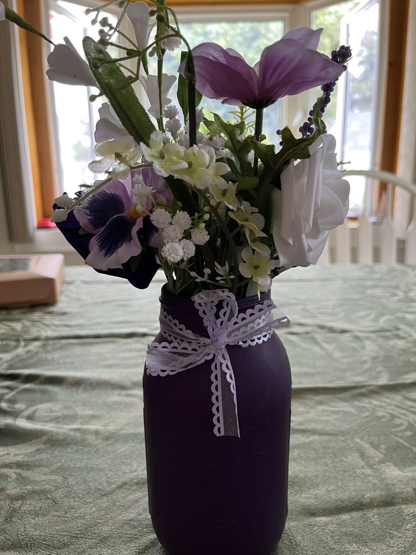 Purple Or White Mason Jar Centerpieces