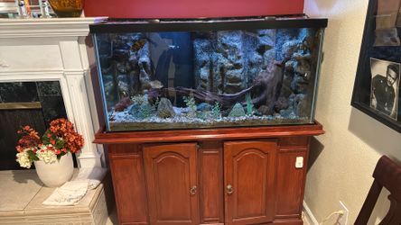 90 gallon fresh or saltwater tank with custom cabinet