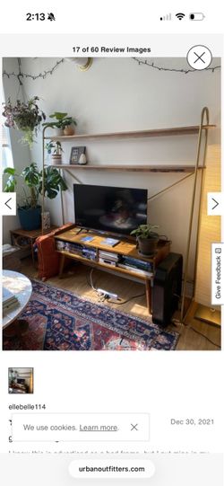 Gold Metal and Wood shelving unit