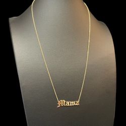 14K Yellow Gold “Mama” Necklace Set