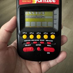 Handheld Yahtzee Game Clear Smoke MB Milton Bradley 