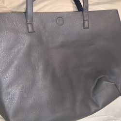 Bass Bag With Attached Small Purse  Gray Outside Navy Inside 