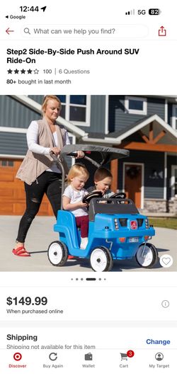 Step2 Side-by-Side Push Around SUV Blue Two-Seater Stroller Push Car for Toddlers