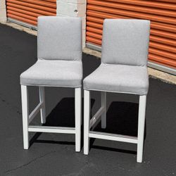 Modern Grey Fabric Bar Stools (Set of 2) – Counter Height