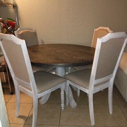 Wayfair Wood Table  & Wood Fabric Chairs 