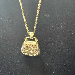 14kt. Unique Purse Pendant With Diamonds. 