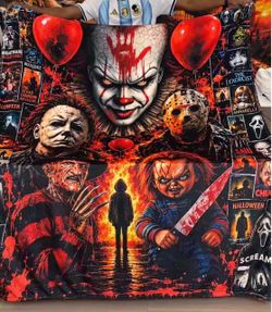 🎃🔪 Horror Legends Blanket – Michael Myers, Jason, Freddy, Chucky & Pennywise – Ultimate Halloween Collection! 🔥👻