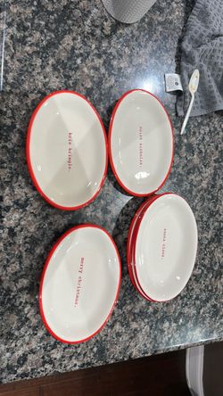 6pc RAE Dunn christmas plates dessert $15 OBO