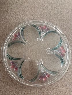 Glass Decorative Plate Floral Design