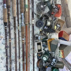 Vintage Fishing Rods Fiberglass And Reels