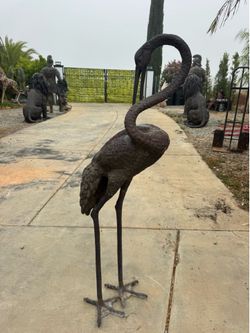 Life Size Bronze Crane Bird Sculpture