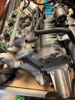 V8 Engine Intake Manifold with Fuel Rail and Injectors