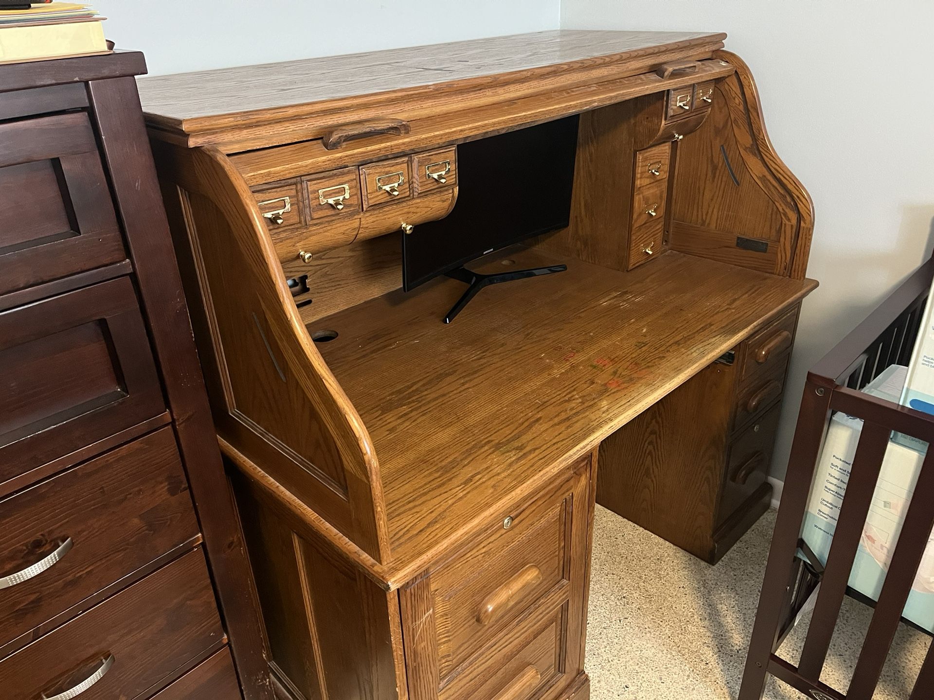 Hardwood Roll top Desk