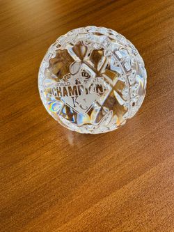 KC Royals 2015 World Series Champion Waterford Crystal Baseball Paperweight