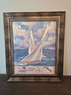 Capri Sailboat Vintage Travel Poster Framed Print