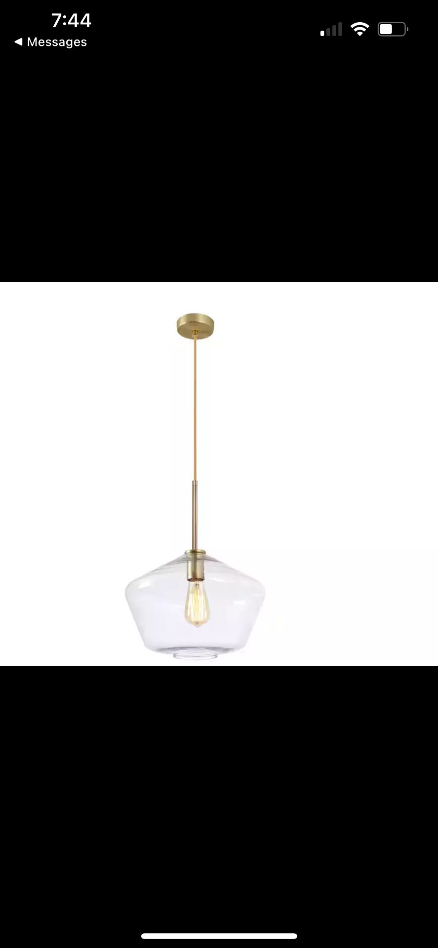 11.8 in. W x 10.4 in. H 1-Light Clear Glass Champagne Gold Pendant Light w/Shade