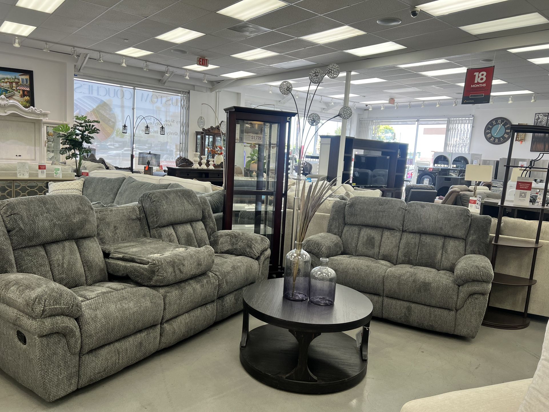 SOFA SET MANUAL RECLINER  W DRINK HOLDER CONSOLE 