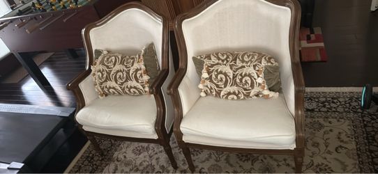 Pair of French-Style Upholstered Accent Chairs