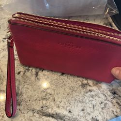 Large Coach Hot Pink Wristlet