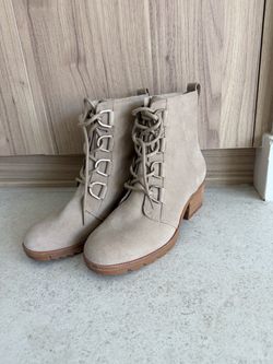 SOREL Cate Taupe Suede Lace-Up Ankle Boots-New